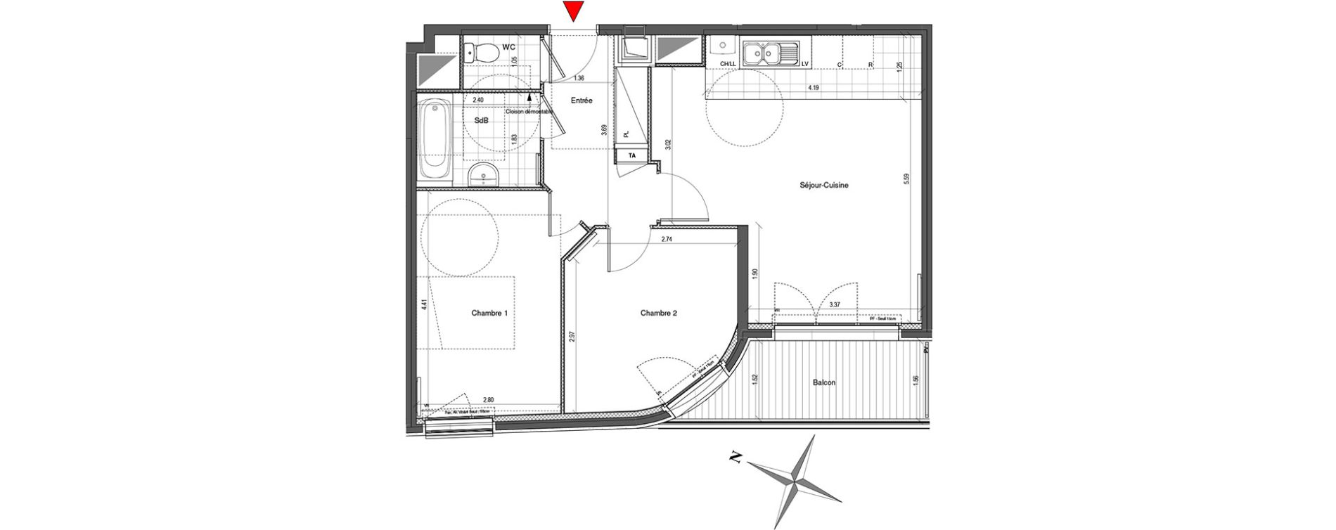 Appartement T3 de 60,91 m2 &agrave; Colombes Plateau - gr&egrave;ves - bord de seine