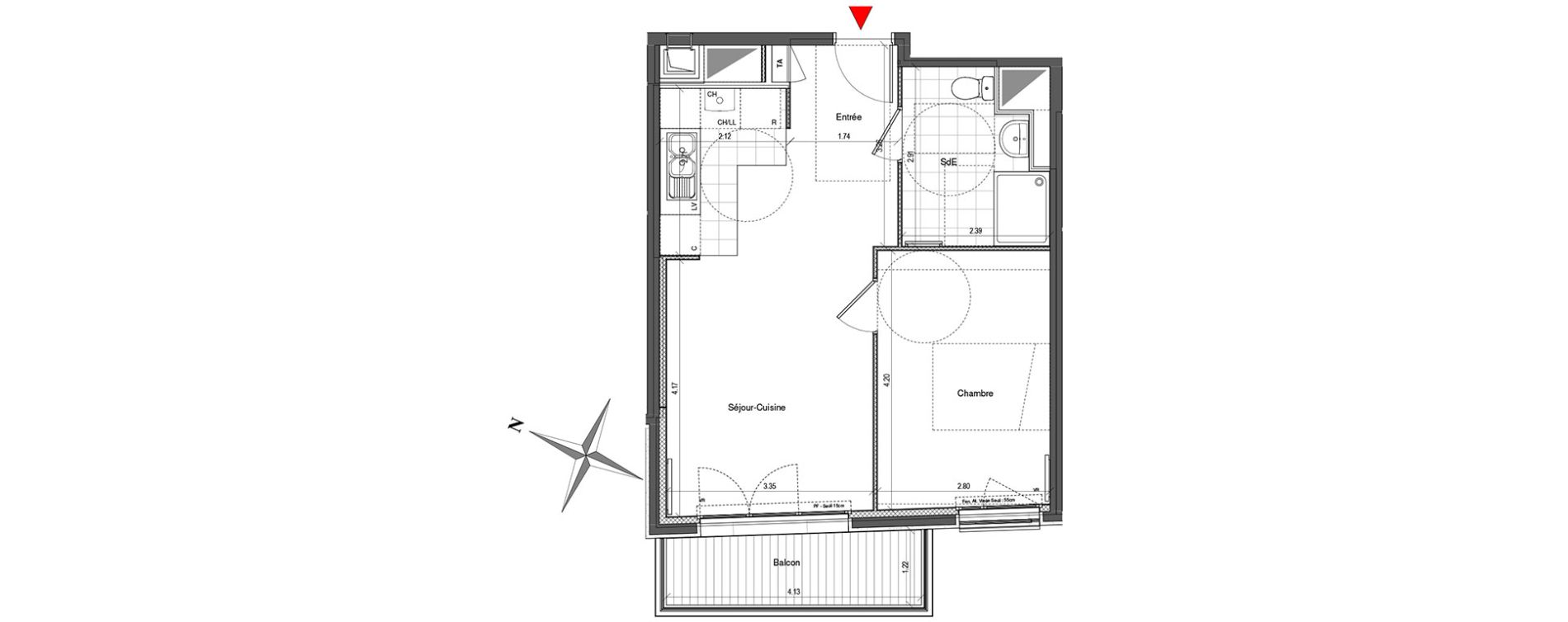 Appartement T2 de 43,15 m2 &agrave; Colombes Plateau - gr&egrave;ves - bord de seine