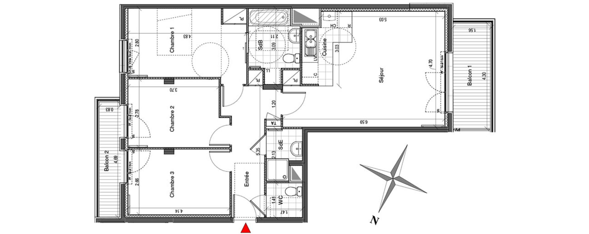 Appartement T4 de 82,99 m2 &agrave; Colombes Plateau - gr&egrave;ves - bord de seine