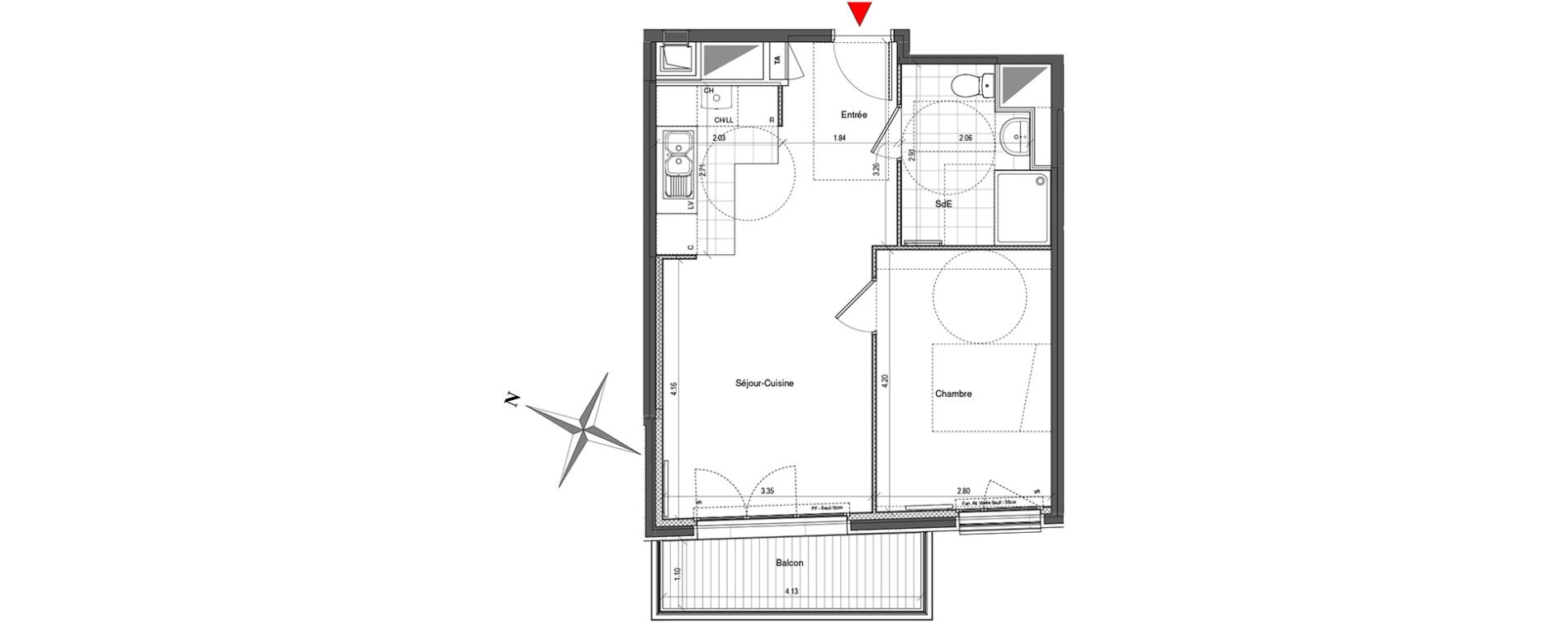 Appartement T2 de 43,12 m2 &agrave; Colombes Plateau - gr&egrave;ves - bord de seine