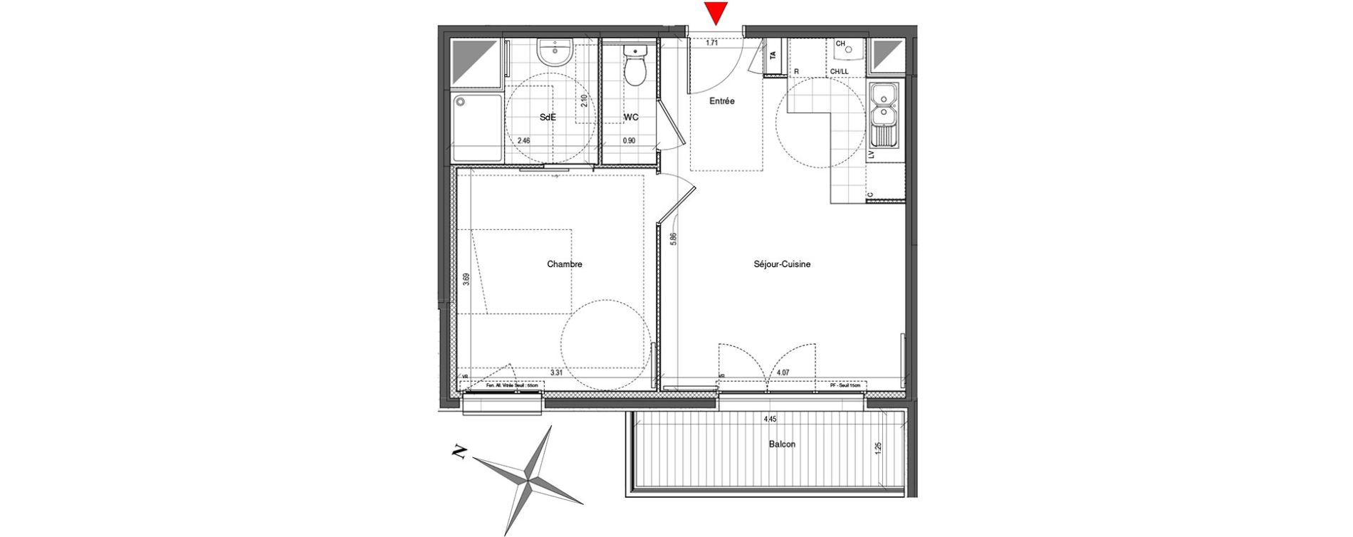 Appartement T2 de 41,68 m2 &agrave; Colombes Plateau - gr&egrave;ves - bord de seine