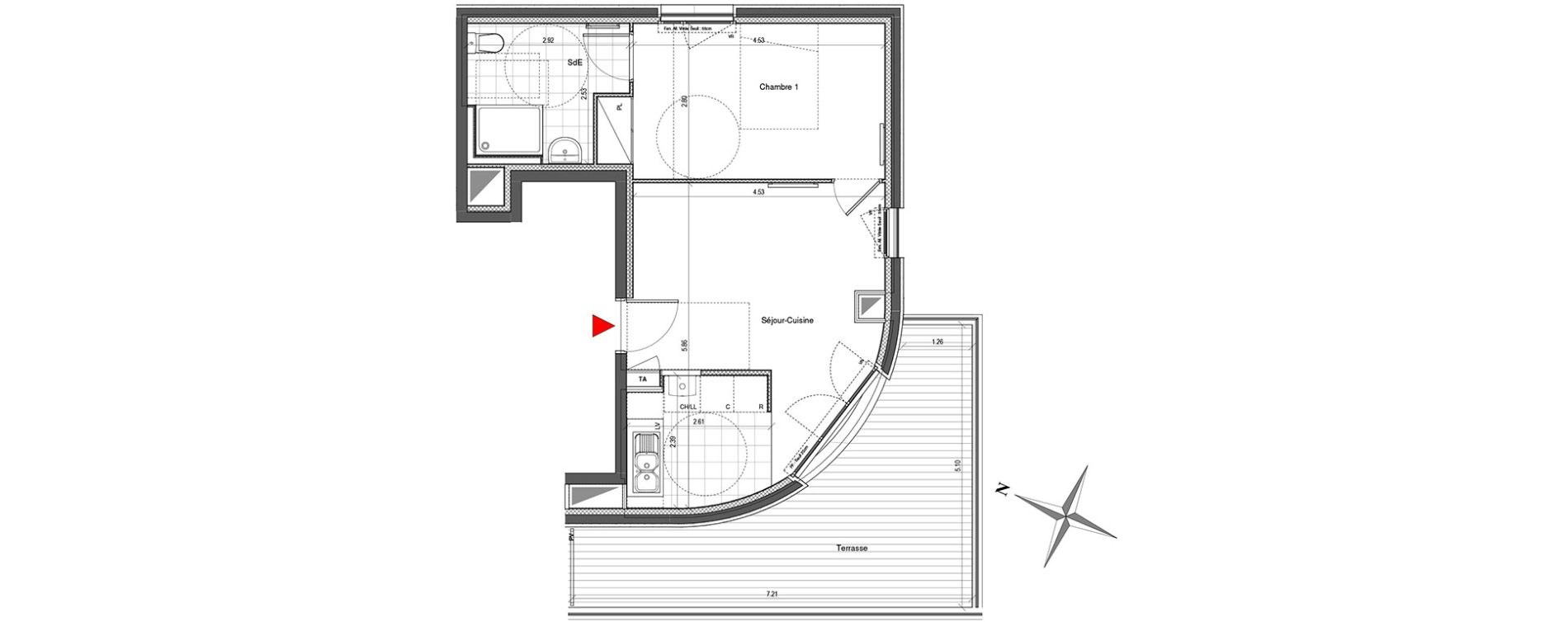 Appartement T2 de 42,92 m2 &agrave; Colombes Plateau - gr&egrave;ves - bord de seine