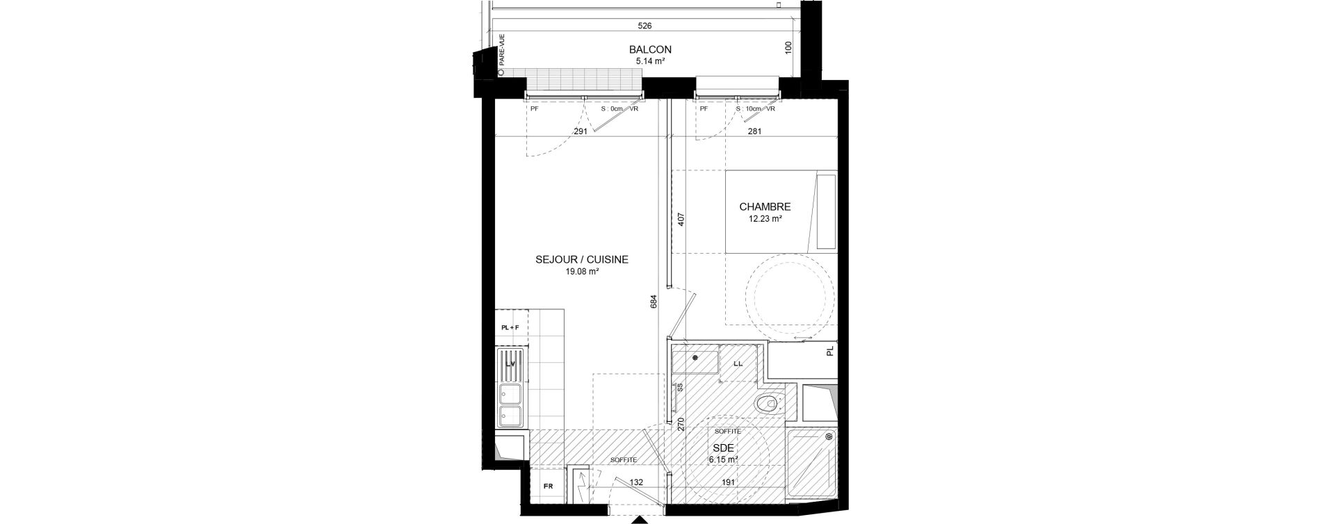 Appartement T2 de 37,46 m2 &agrave; Colombes Jeanne gleuzer - gros gr&egrave;s