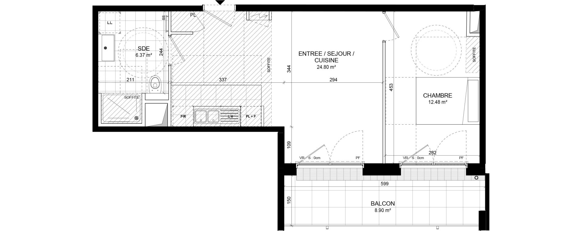 Appartement T2 de 43,65 m2 &agrave; Colombes Jeanne gleuzer - gros gr&egrave;s