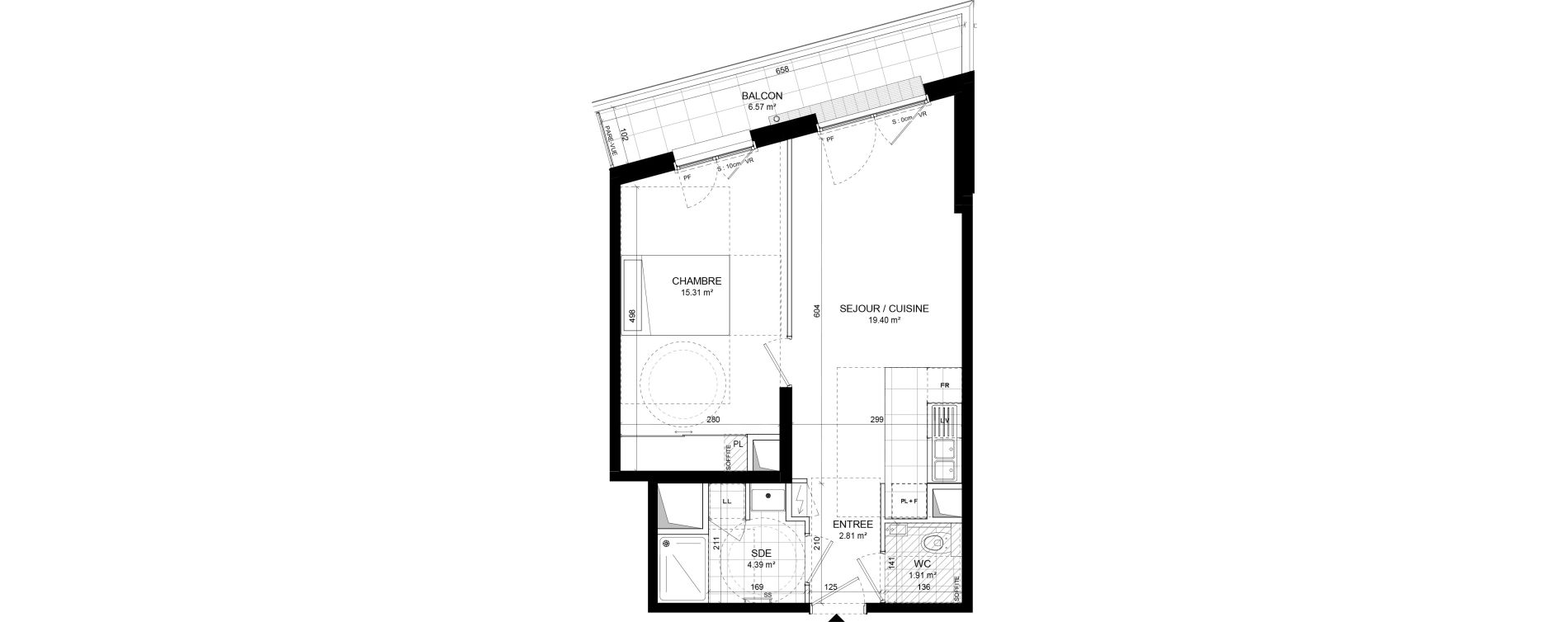 Appartement T2 de 43,82 m2 &agrave; Colombes Jeanne gleuzer - gros gr&egrave;s