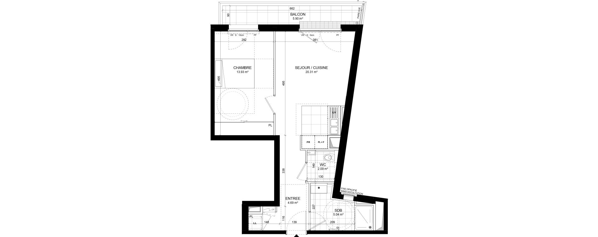 Appartement T2 de 46,06 m2 &agrave; Colombes Jeanne gleuzer - gros gr&egrave;s