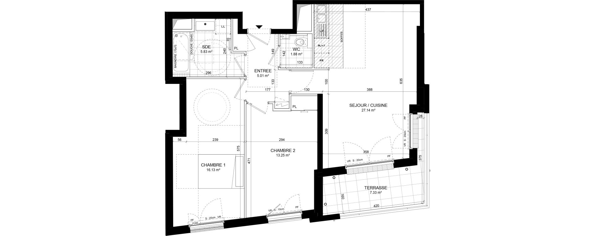 Appartement T3 de 69,24 m2 &agrave; Colombes Jeanne gleuzer - gros gr&egrave;s