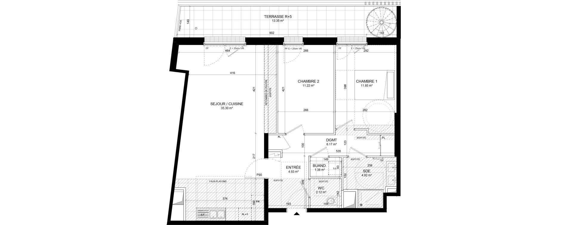 Appartement T3 de 77,89 m2 &agrave; Colombes Jeanne gleuzer - gros gr&egrave;s