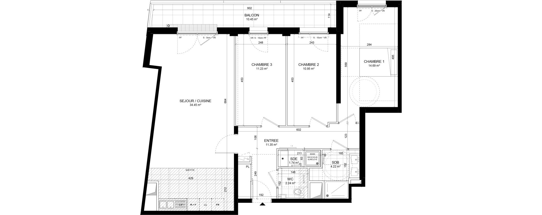 Appartement T4 de 90,87 m2 &agrave; Colombes Jeanne gleuzer - gros gr&egrave;s