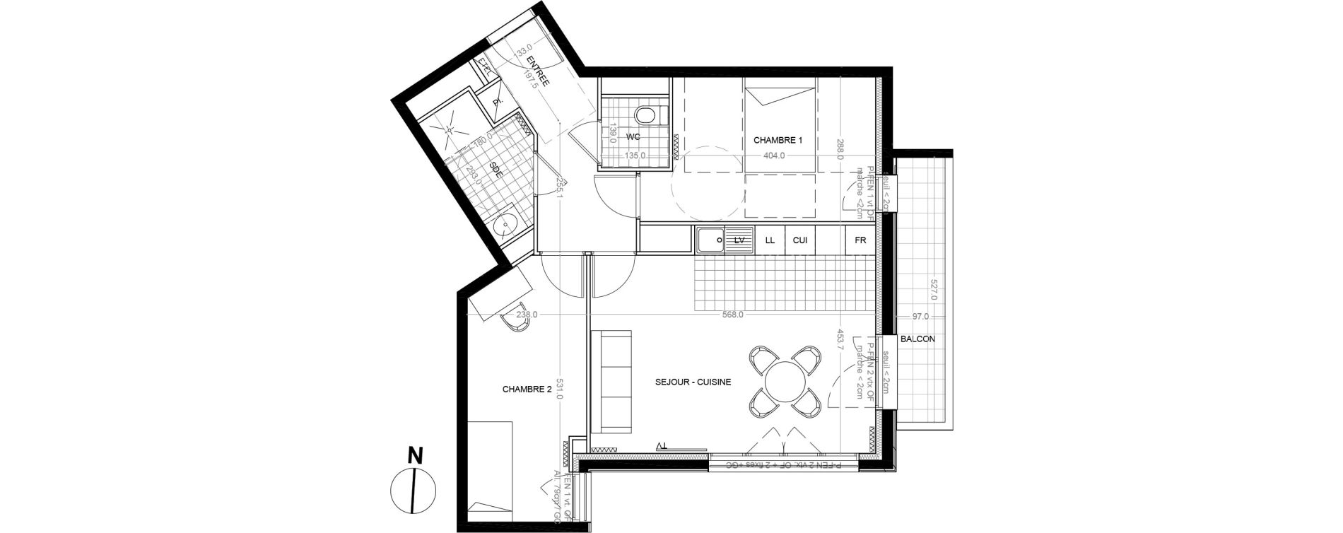 Appartement T3 de 61,90 m2 &agrave; Colombes Foss&eacute;s-jean - bouvier