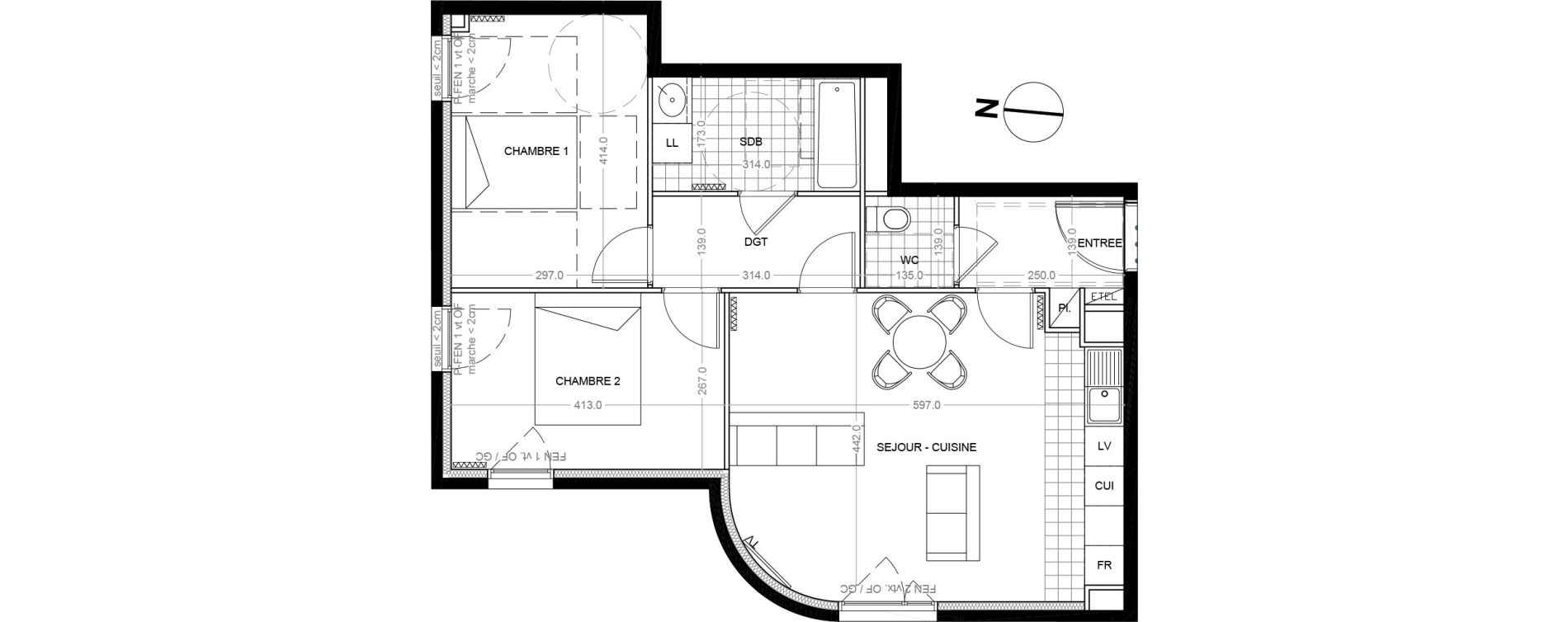 Appartement T3 de 64,90 m2 &agrave; Colombes Foss&eacute;s-jean - bouvier