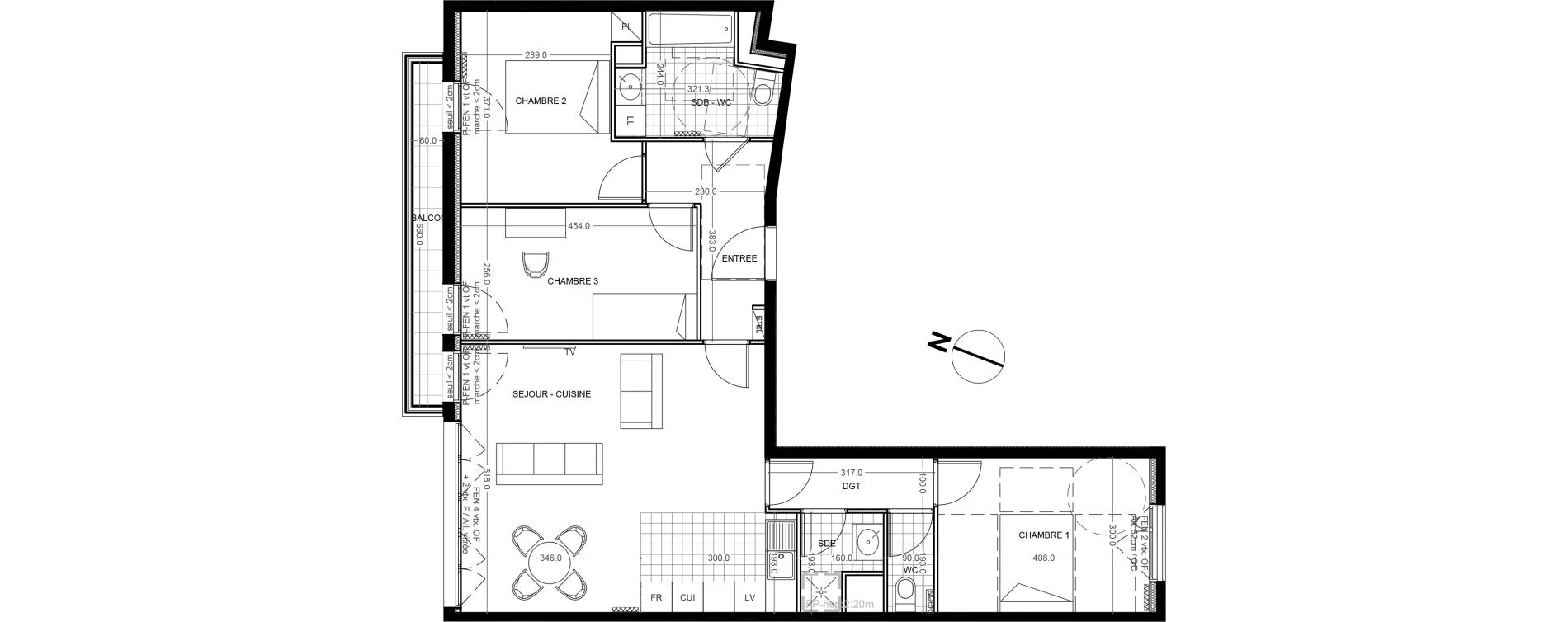 Appartement T4 de 86,10 m2 &agrave; Colombes Foss&eacute;s-jean - bouvier