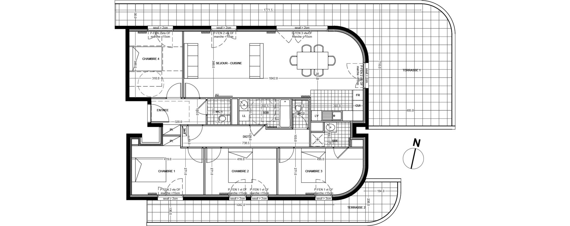 Appartement T5 de 117,00 m2 &agrave; Colombes Foss&eacute;s-jean - bouvier