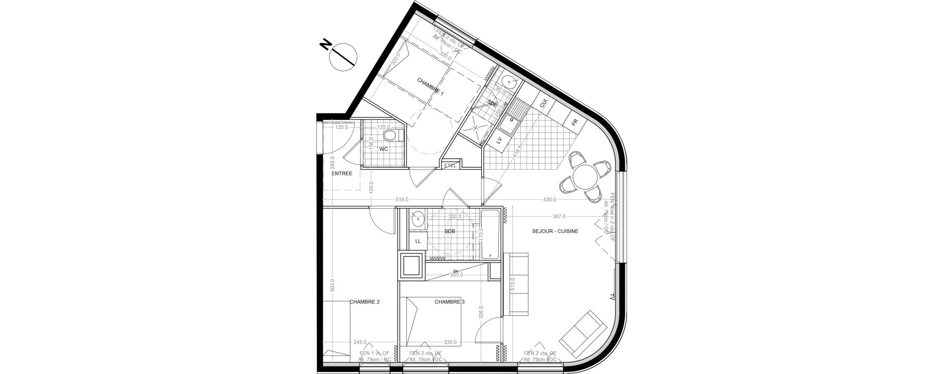Appartement T4 de 82,80 m2 &agrave; Colombes Foss&eacute;s-jean - bouvier