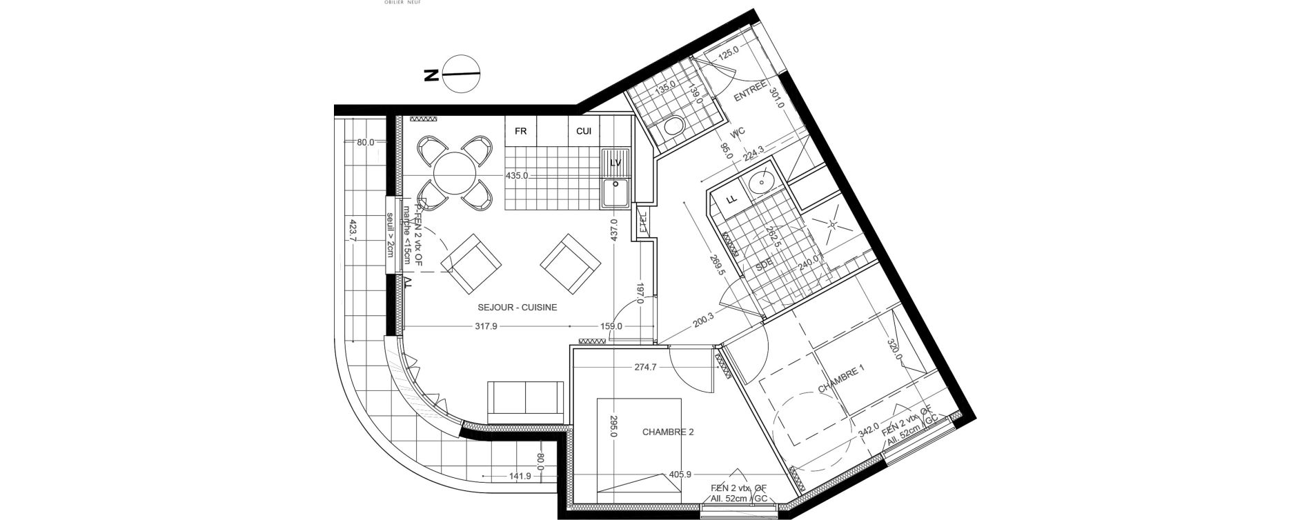Appartement T3 de 61,80 m2 &agrave; Colombes Foss&eacute;s-jean - bouvier