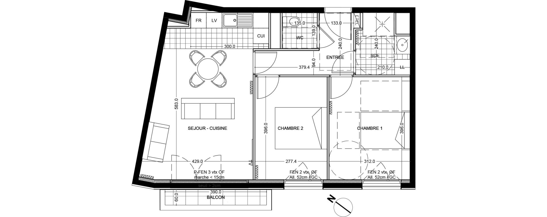 Appartement T3 de 59,90 m2 &agrave; Colombes Foss&eacute;s-jean - bouvier