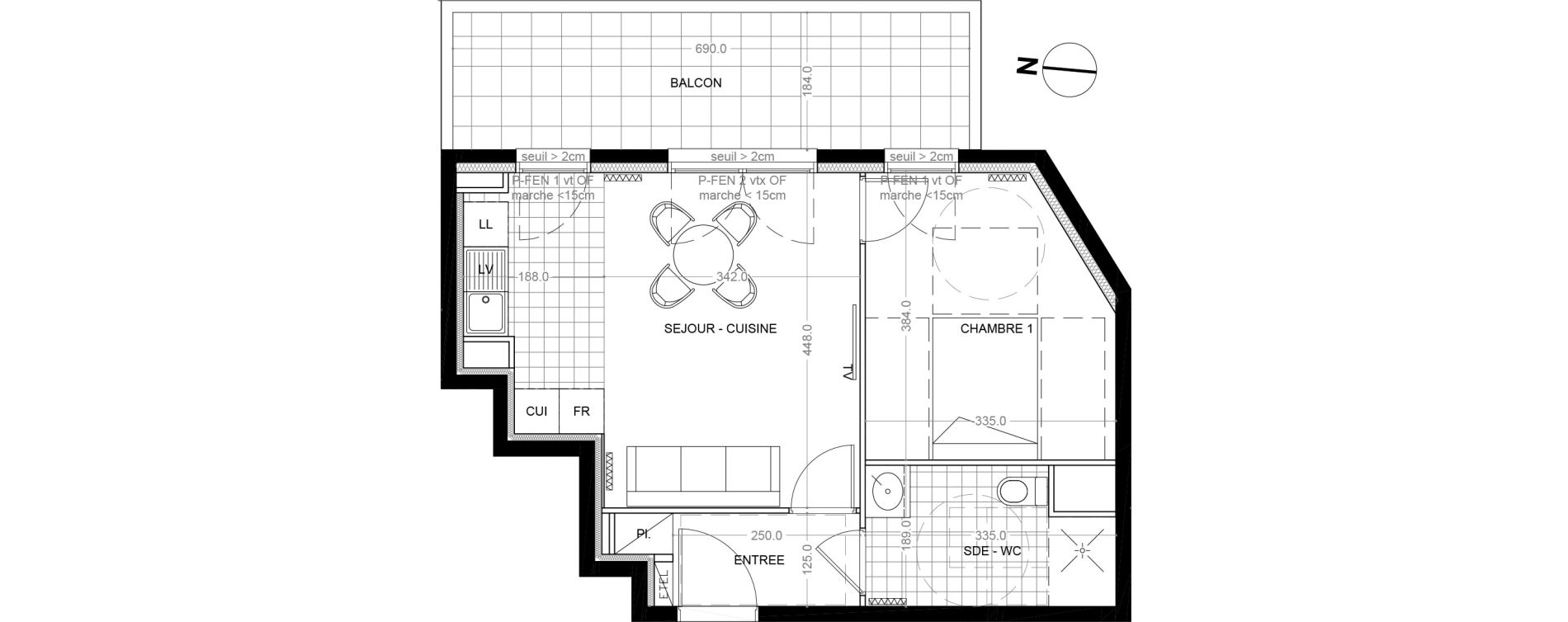 Appartement T2 de 41,90 m2 &agrave; Colombes Foss&eacute;s-jean - bouvier