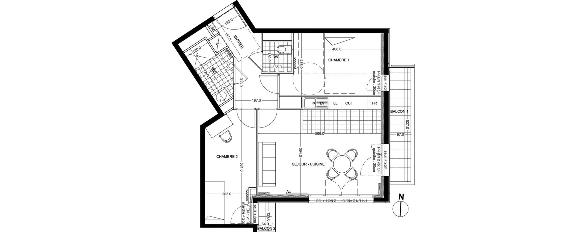 Appartement T3 de 61,90 m2 &agrave; Colombes Foss&eacute;s-jean - bouvier