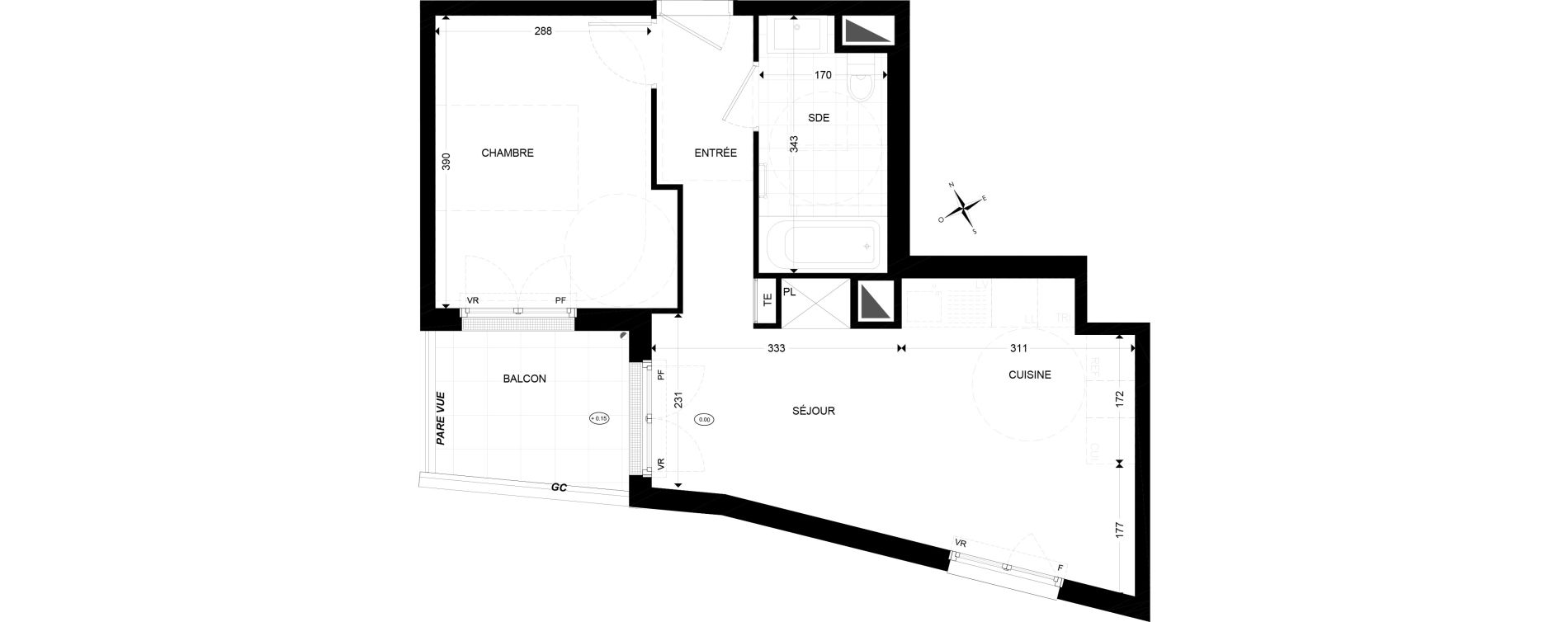 Appartement T2 de 42,05 m2 &agrave; Colombes Marceau - champarons