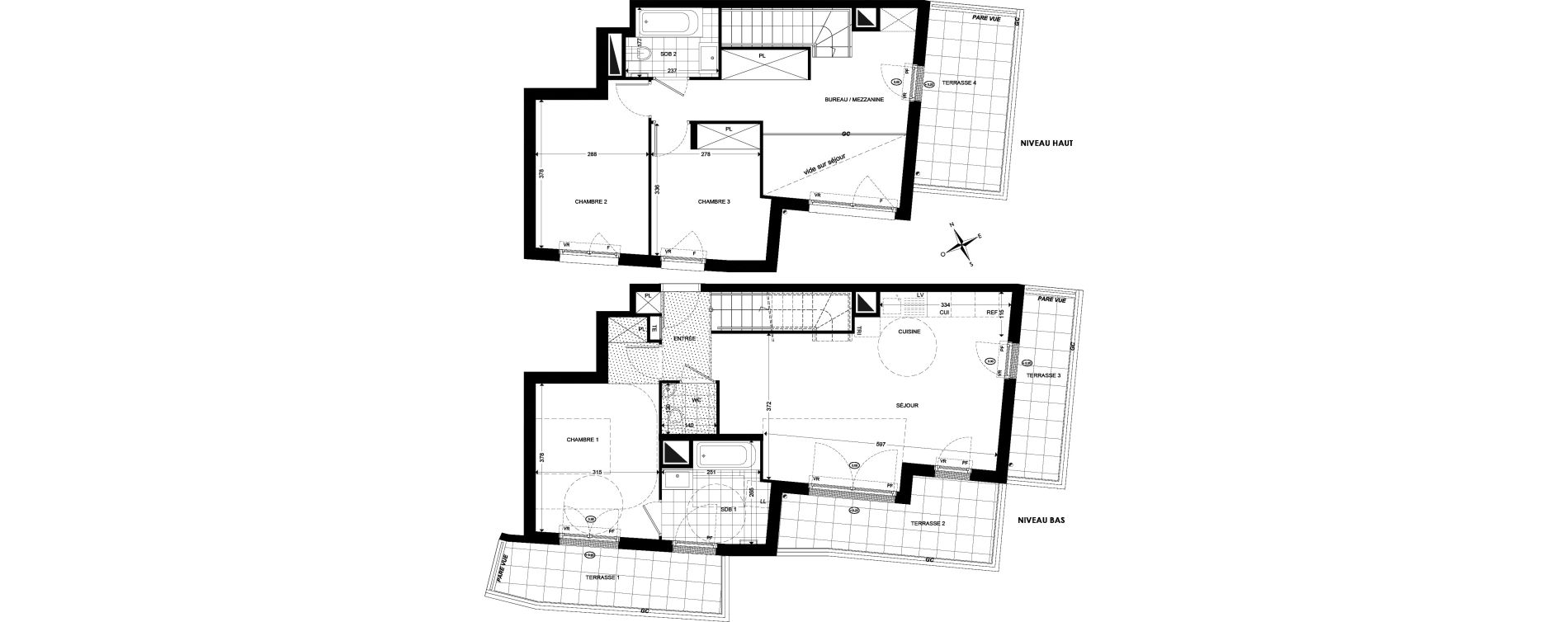 Duplex T4 de 93,35 m2 &agrave; Colombes Marceau - champarons