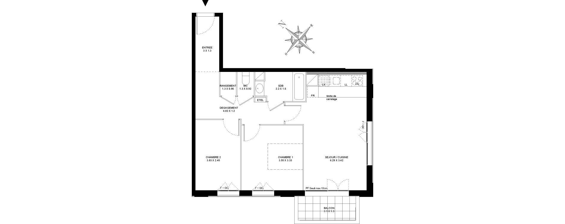 Appartement T3 de 61,11 m2 &agrave; Colombes Gabriel p&eacute;ri - estiennes d orves