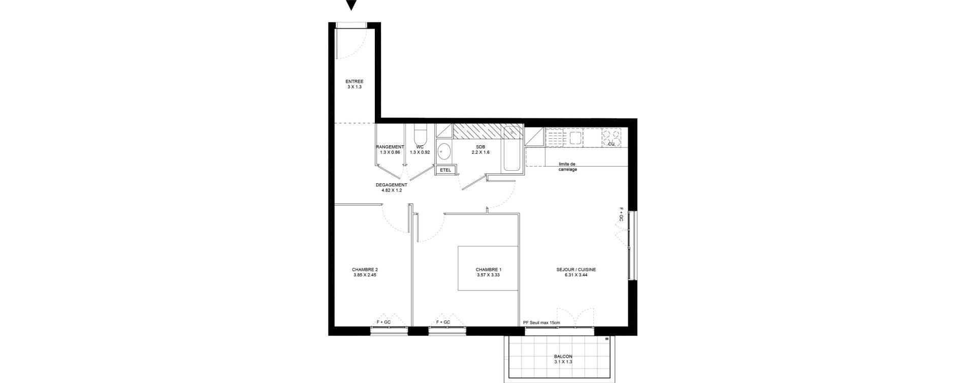 Appartement T3 de 61,48 m2 &agrave; Colombes Gabriel p&eacute;ri - estiennes d orves