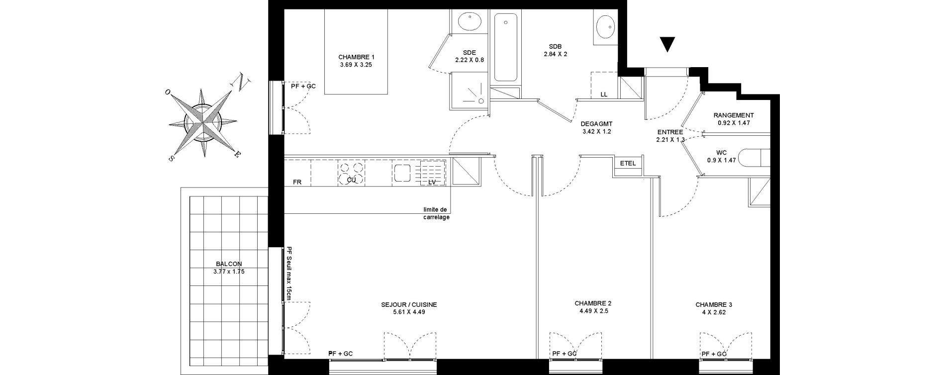 Appartement T4 de 75,38 m2 &agrave; Colombes Gabriel p&eacute;ri - estiennes d orves