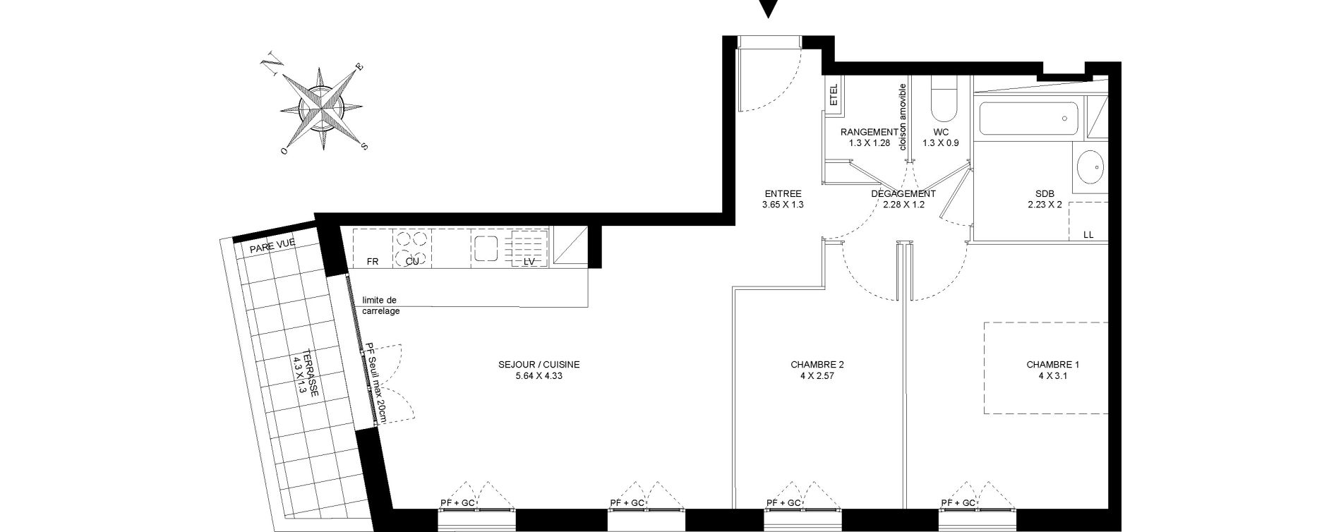 Appartement T3 de 60,45 m2 &agrave; Colombes Gabriel p&eacute;ri - estiennes d orves