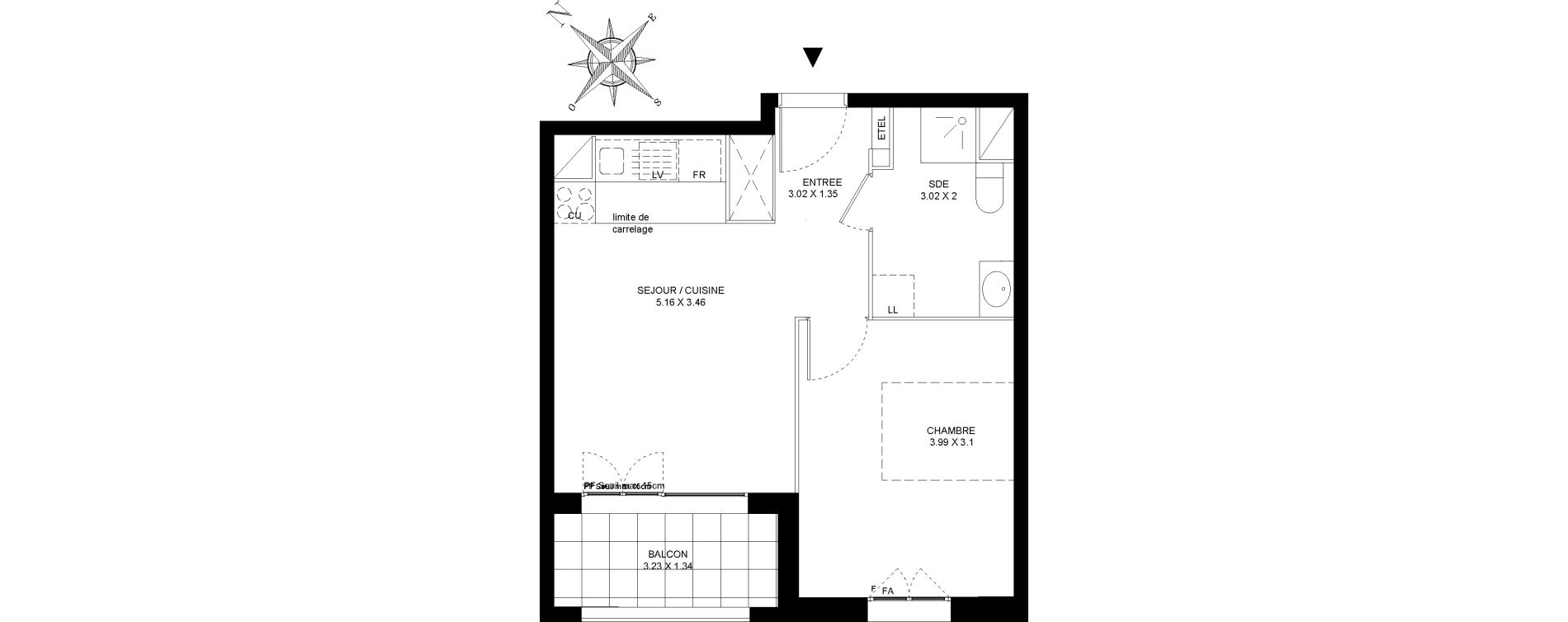 Appartement T2 de 38,55 m2 &agrave; Colombes Gabriel p&eacute;ri - estiennes d orves