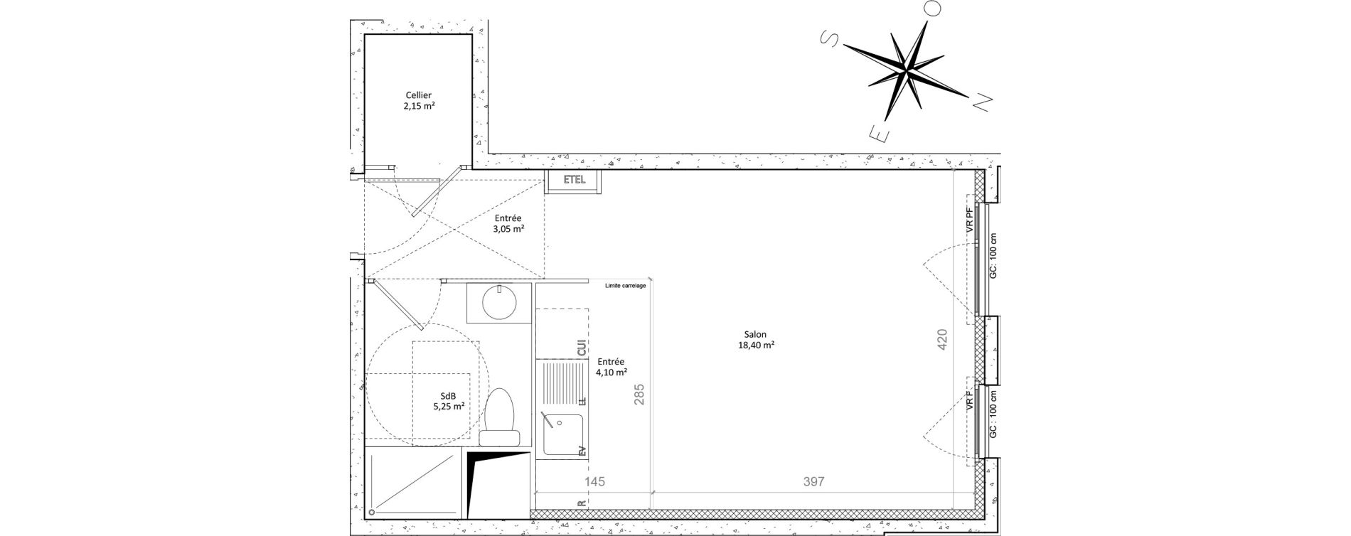 Appartement T1 de 32,95 m2 &agrave; Colombes Plateau - gr&egrave;ves - bord de seine