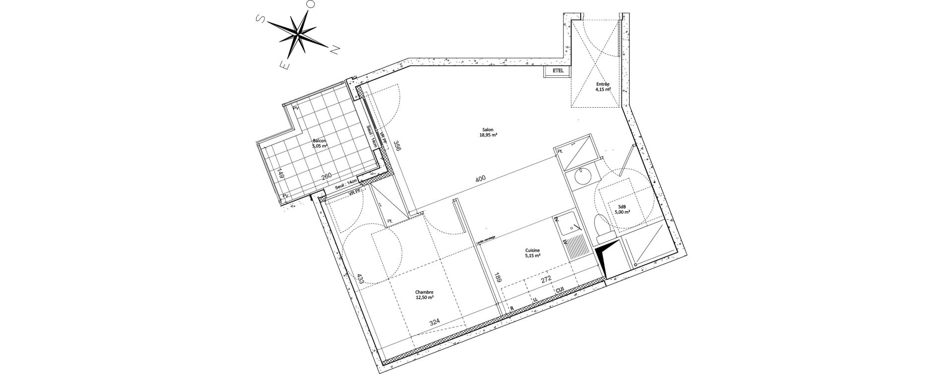 Appartement T2 de 45,75 m2 &agrave; Colombes Plateau - gr&egrave;ves - bord de seine