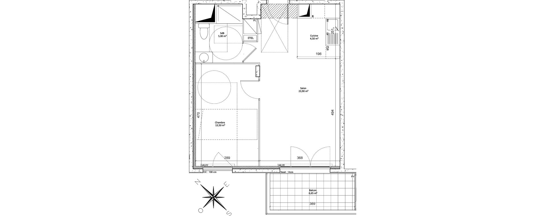 Appartement T2 de 46,90 m2 &agrave; Colombes Plateau - gr&egrave;ves - bord de seine