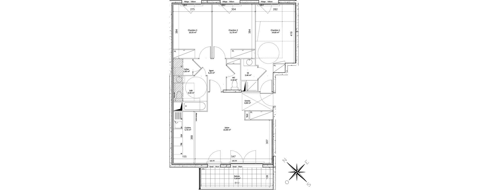 Appartement T4 de 85,10 m2 &agrave; Colombes Plateau - gr&egrave;ves - bord de seine