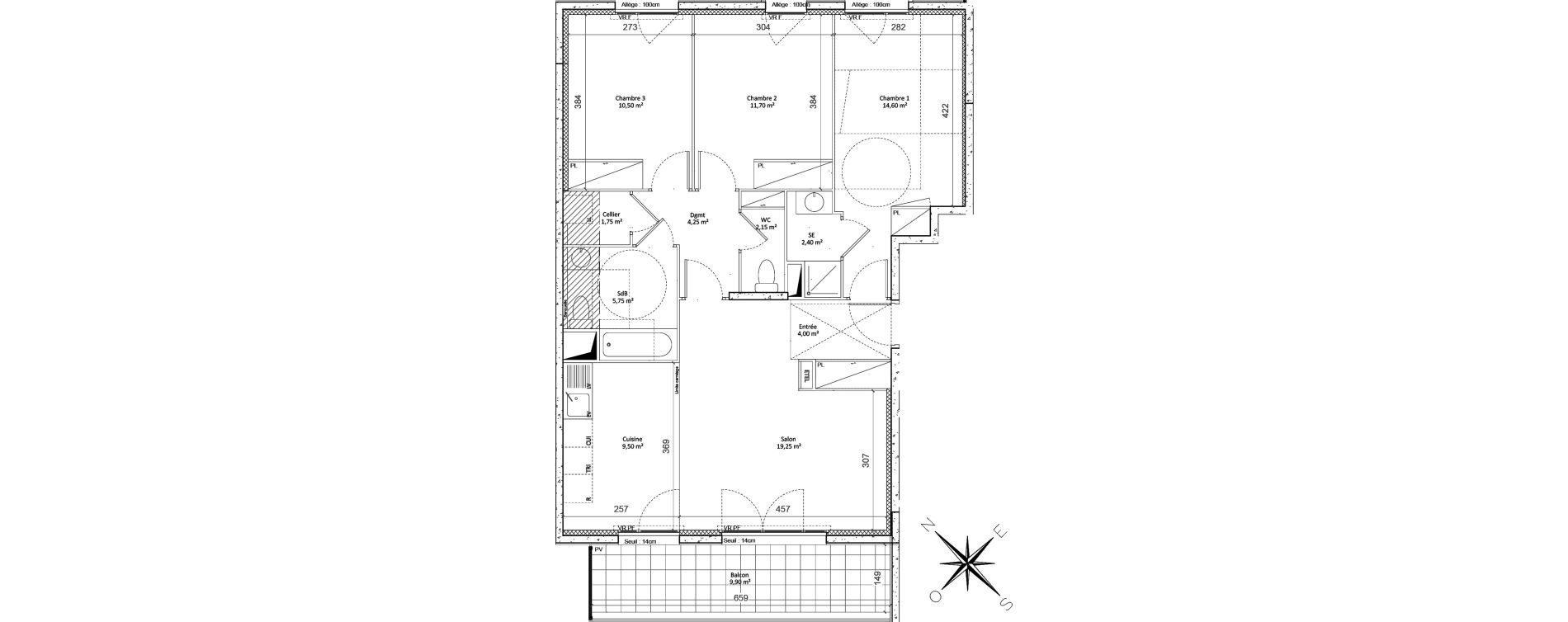 Appartement T4 de 85,85 m2 &agrave; Colombes Plateau - gr&egrave;ves - bord de seine