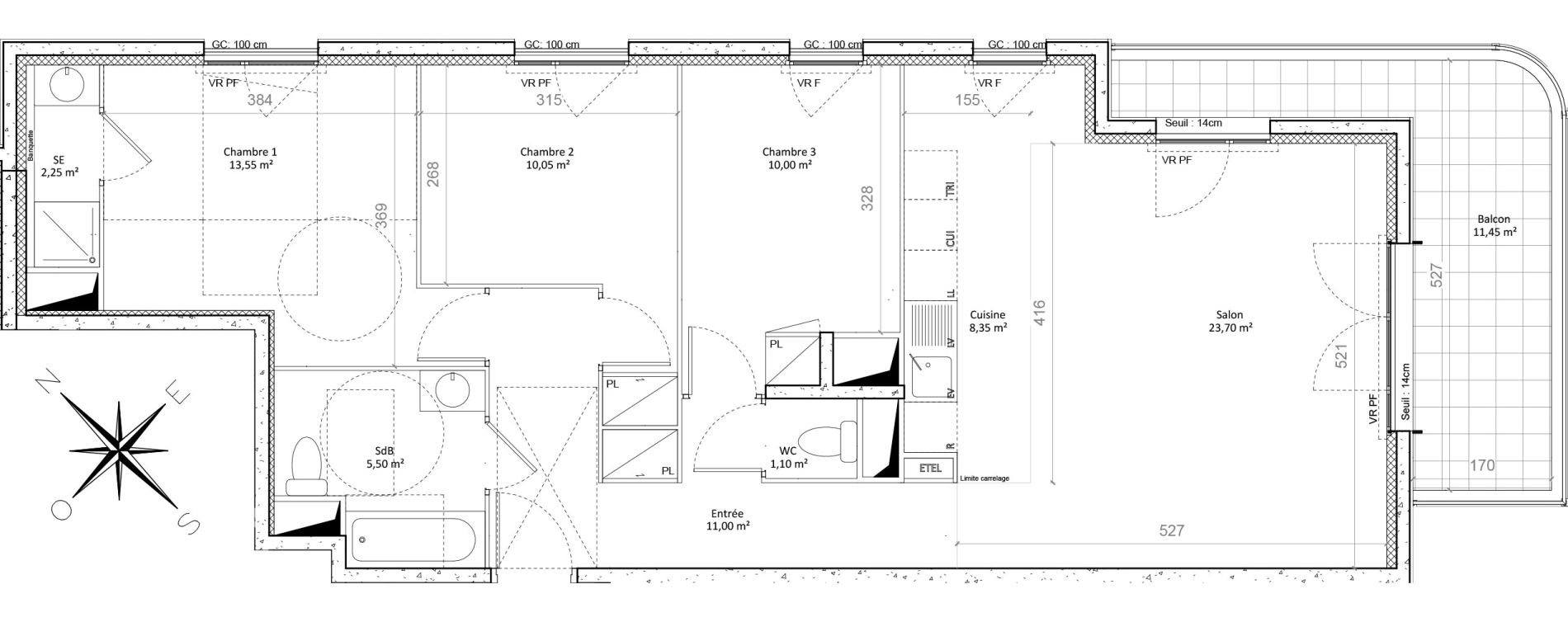 Appartement T4 de 85,50 m2 &agrave; Colombes Plateau - gr&egrave;ves - bord de seine