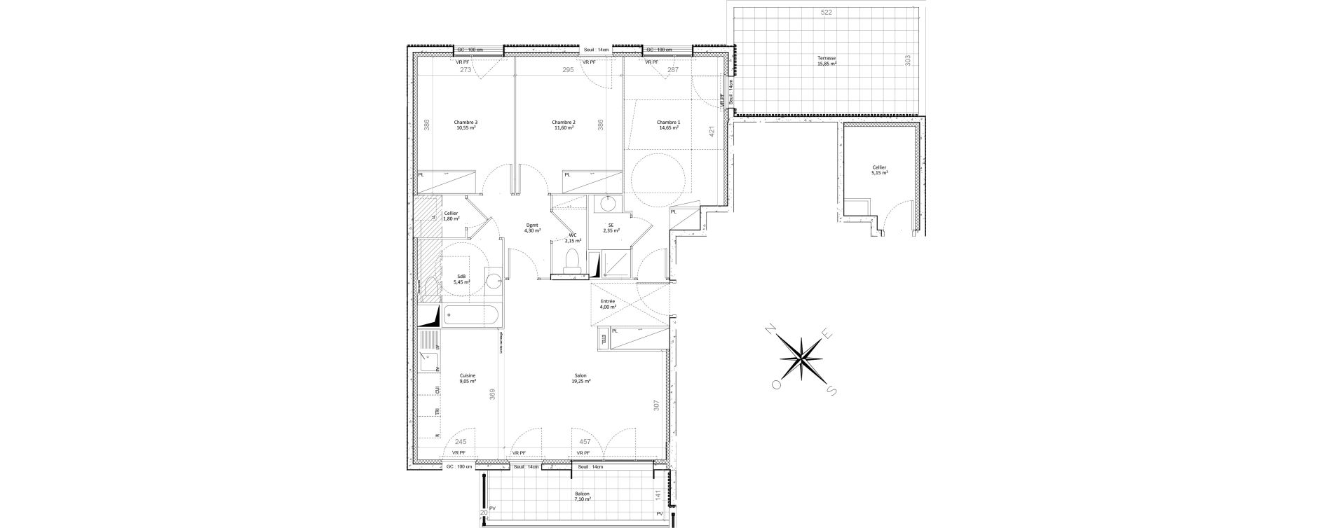 Appartement T4 de 85,15 m2 &agrave; Colombes Plateau - gr&egrave;ves - bord de seine