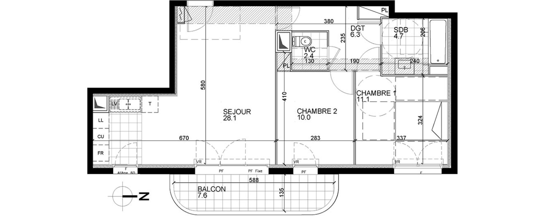 Appartement T3 de 62,00 m2 &agrave; Colombes Stade