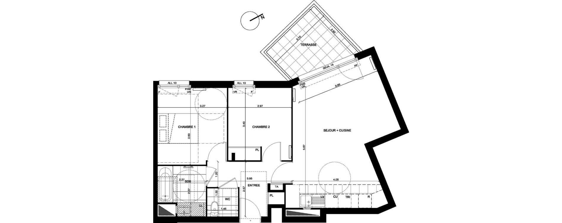 Appartement T3 de 62,55 m2 &agrave; Colombes Stade