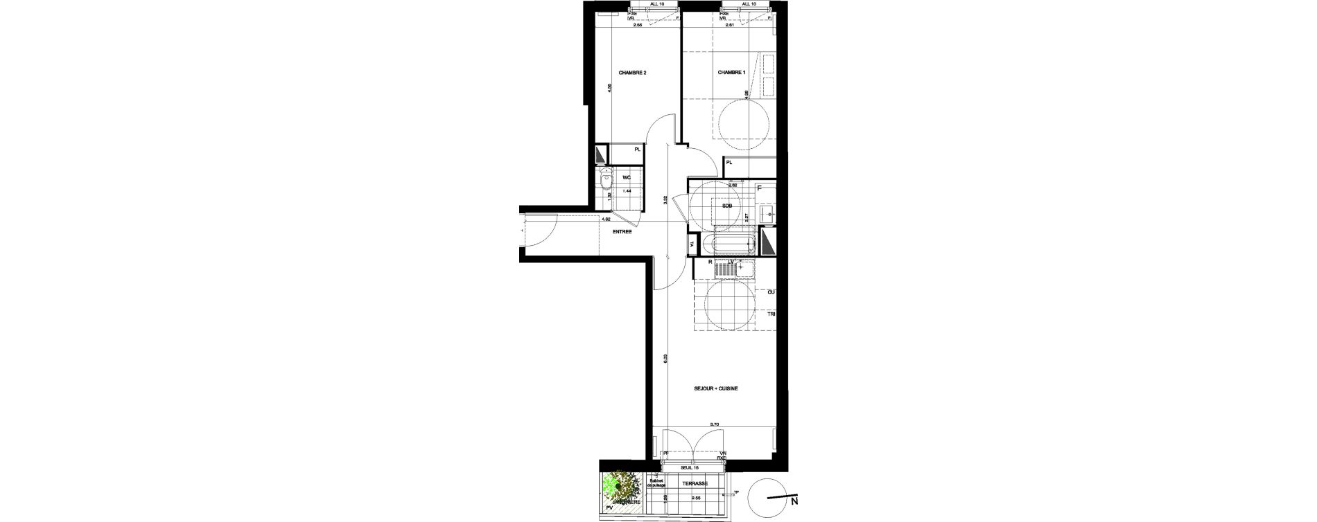 Appartement T3 de 62,48 m2 &agrave; Colombes Stade