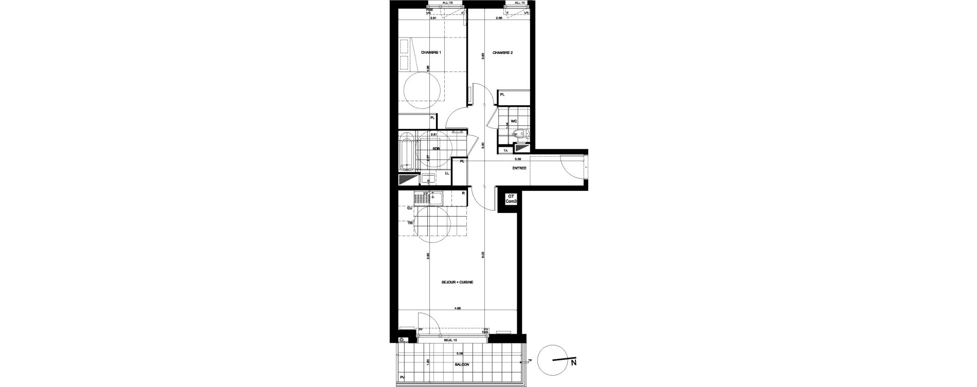 Appartement T3 de 68,43 m2 &agrave; Colombes Stade