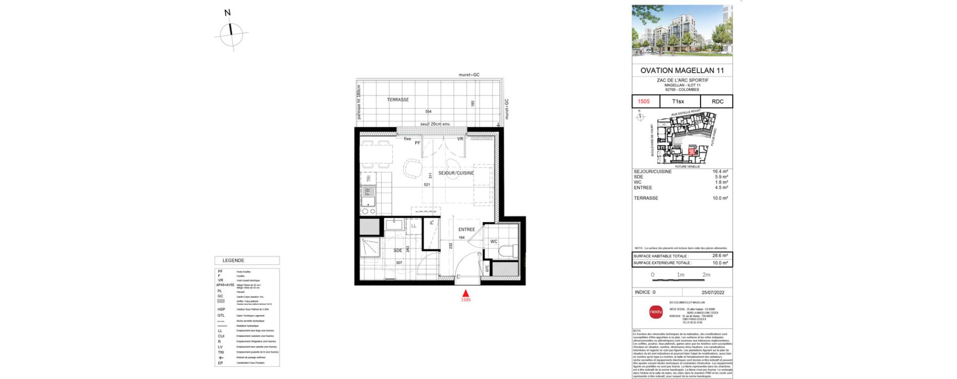 Appartement T1 de 28,60 m2 &agrave; Colombes Stade