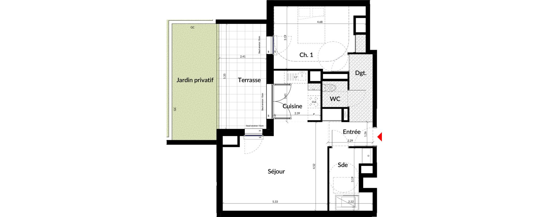 Appartement T2 de 56,70 m2 &agrave; Colombes Stade