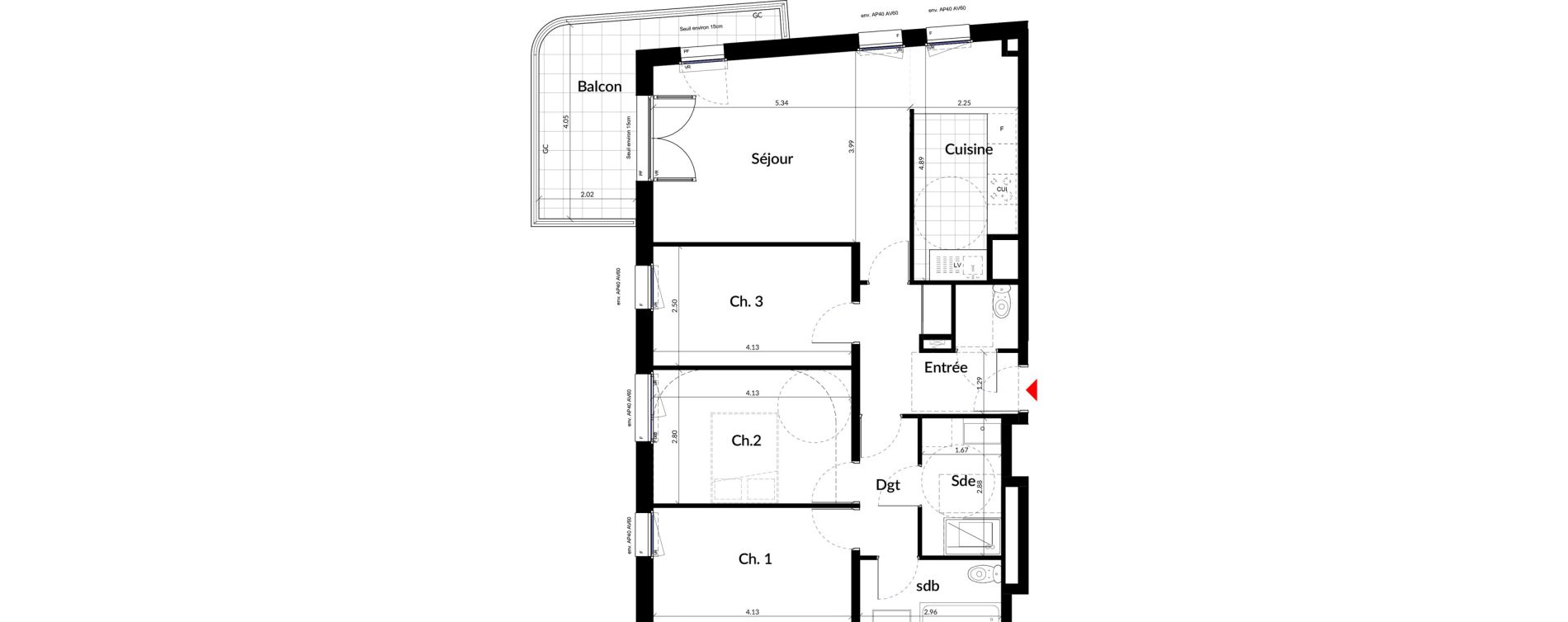 Appartement T4 de 85,80 m2 &agrave; Colombes Stade