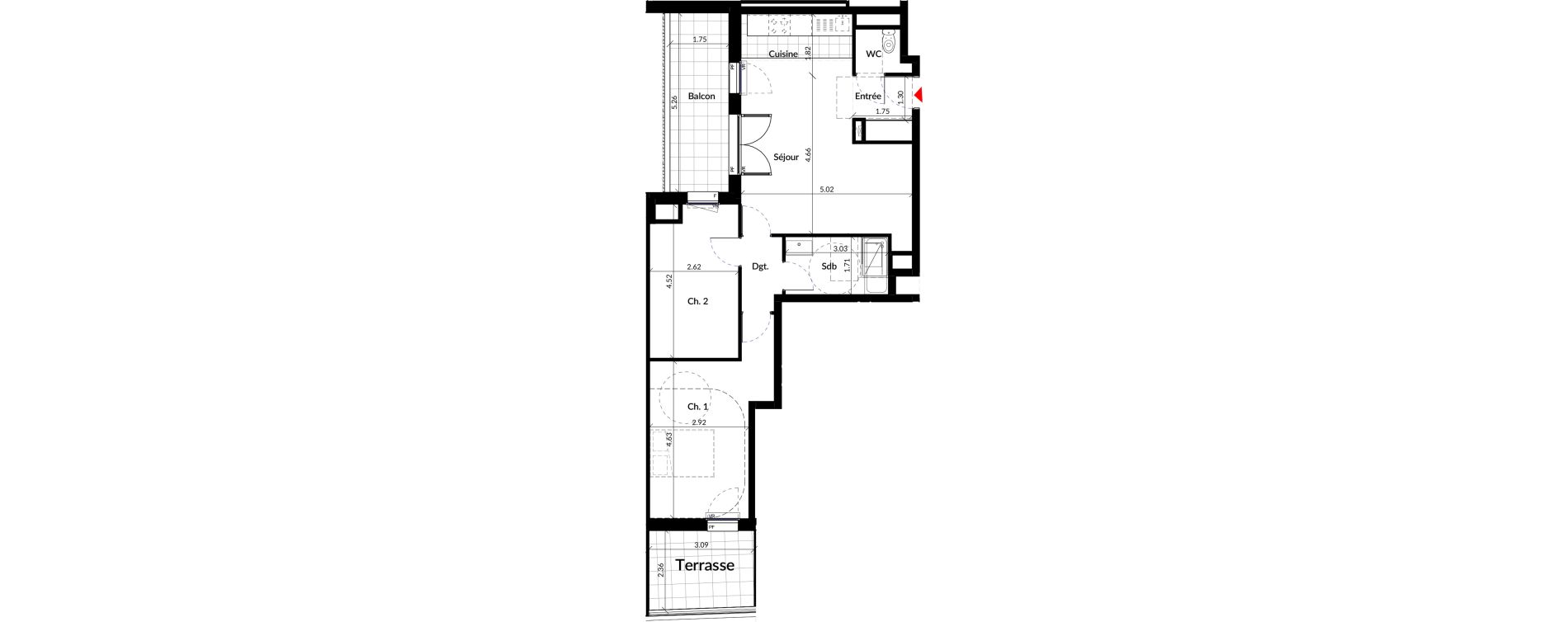 Appartement T3 de 66,00 m2 &agrave; Colombes Stade