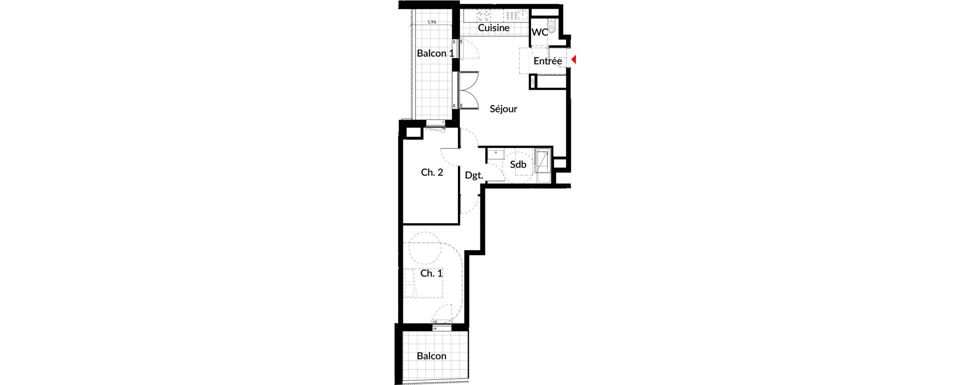 Appartement T3 de 66,00 m2 &agrave; Colombes Stade