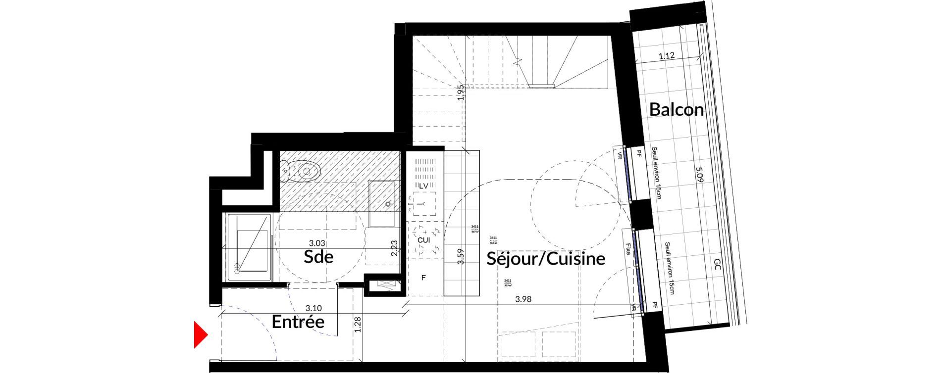 Appartement T2 de 50,90 m2 &agrave; Colombes Stade