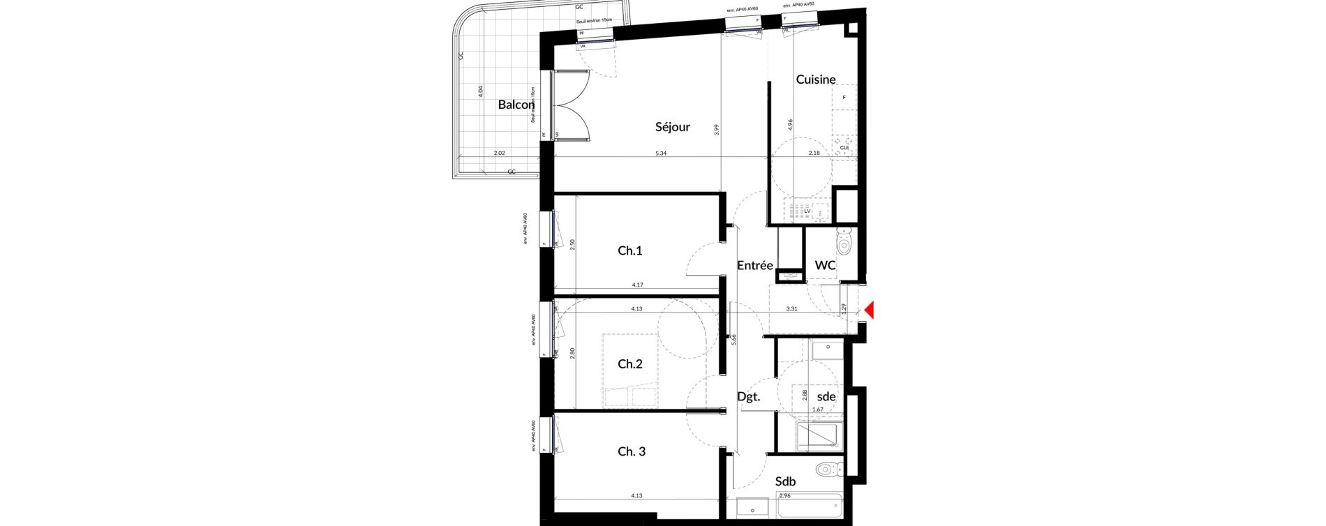 Appartement T4 de 85,80 m2 &agrave; Colombes Stade