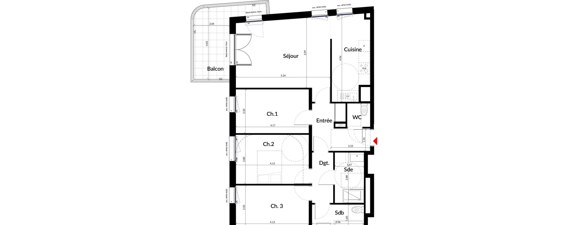 Appartement T4 de 85,80 m2 &agrave; Colombes Stade