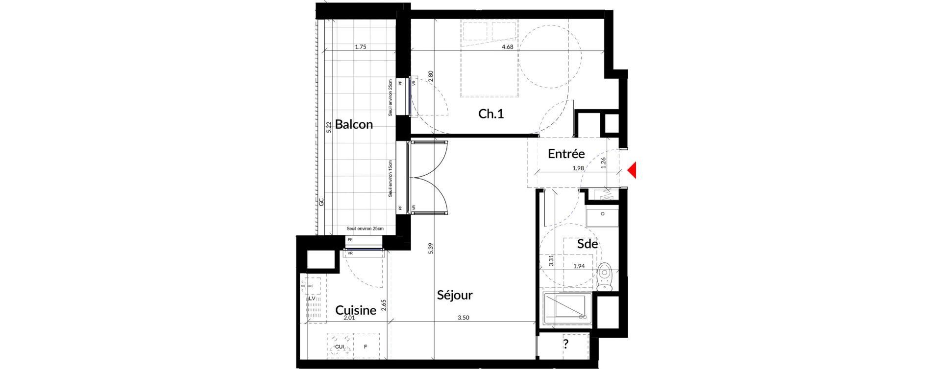 Appartement T2 de 45,10 m2 &agrave; Colombes Stade