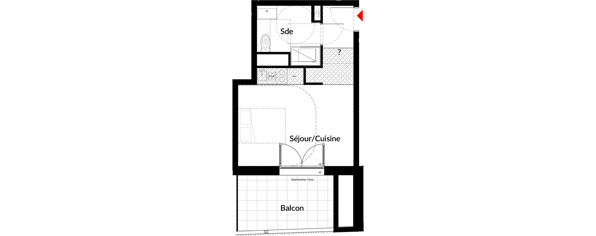 Appartement T1 de 25,50 m2 &agrave; Colombes Stade